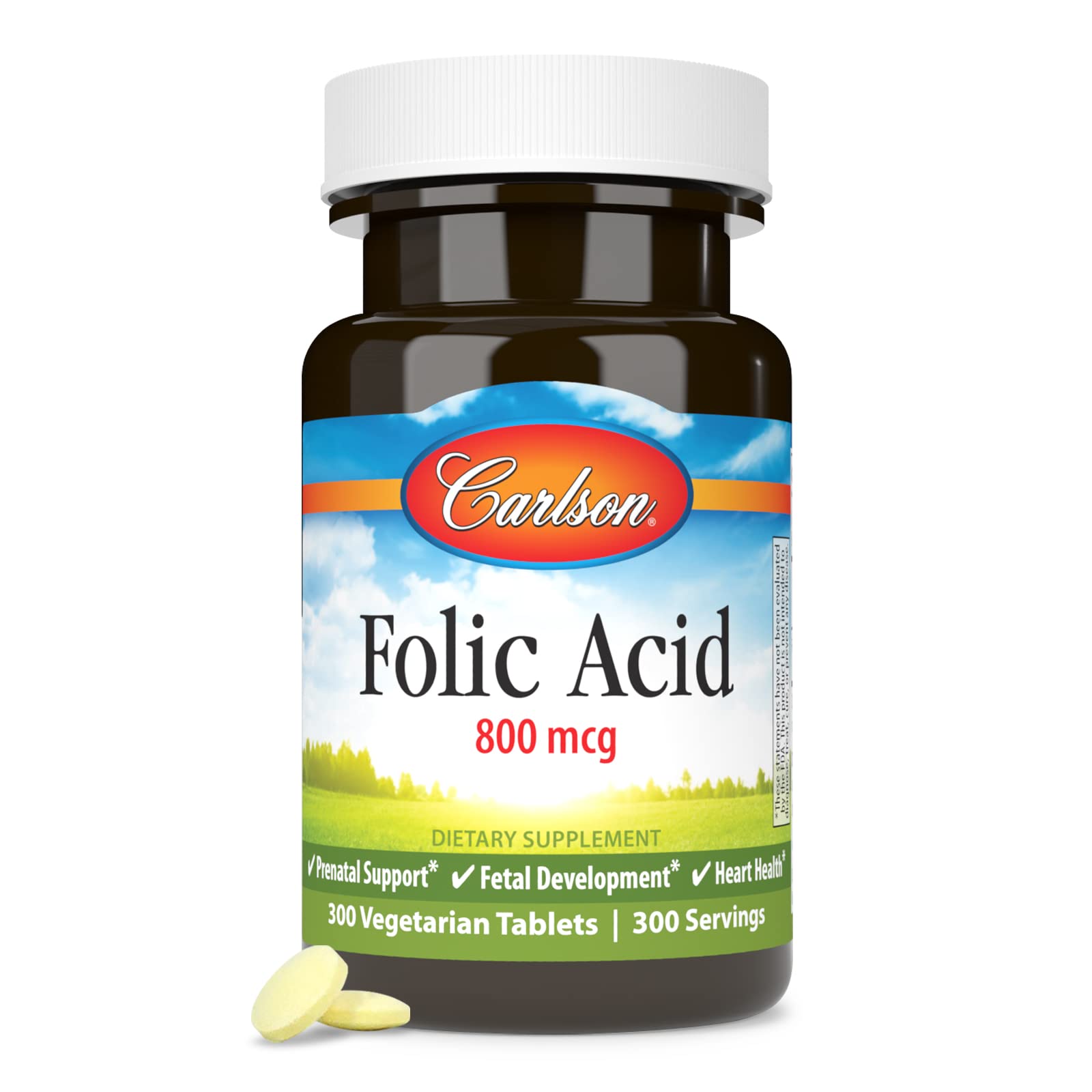 Carlson - Folic Acid, 800 mcg, Provides Important Prenatal Support, 300 tablets