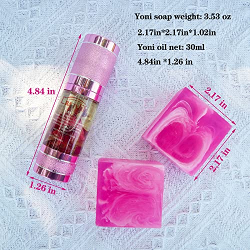 Matchone 3 PCS Yoni Soap Bar & Essential Oil, PH Balance Eliminates Odor Heals and Soothes