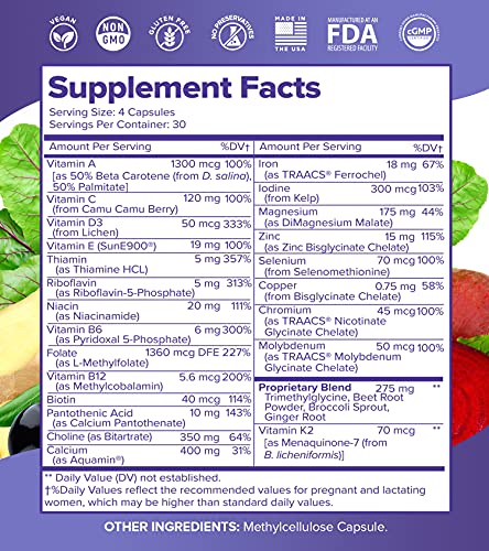 VitaminIQ Whole Food Prenatal Vitamins (120 Capsules) Natural Support for Maternal and Fetal Health