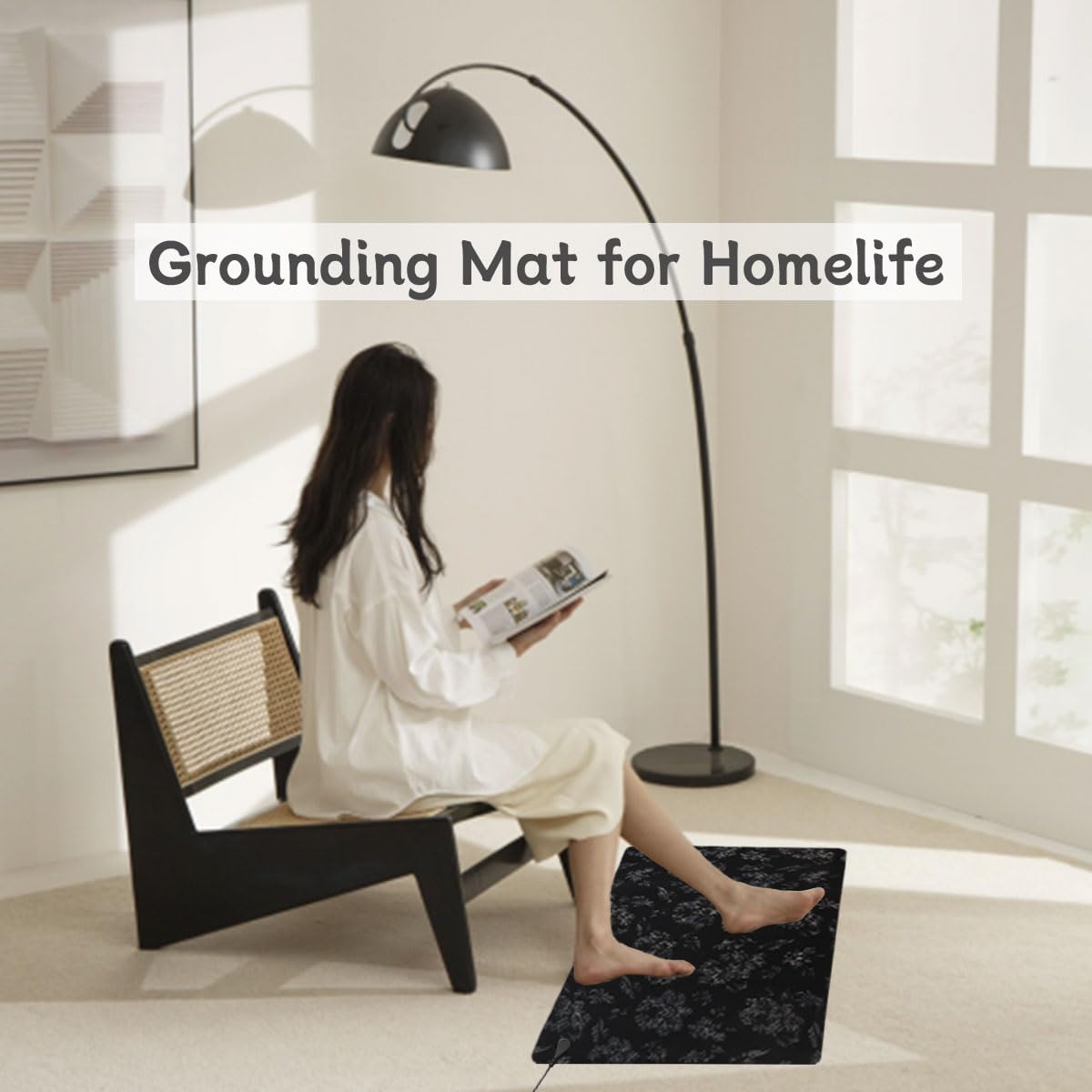 LOSUVERO Grounding Mat for Bed, 33.5x23.5Floral Printed Grounding Pad for Health Therapy, Efficient Sleep