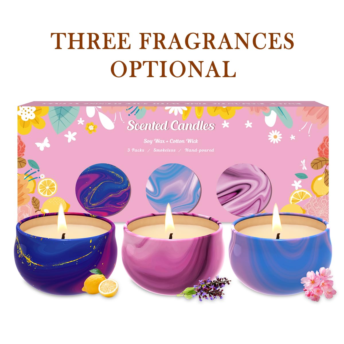 Scented Candles Set of 3, Aromatherapy Candle Set, Home Scented Candles for Winter, Holiday