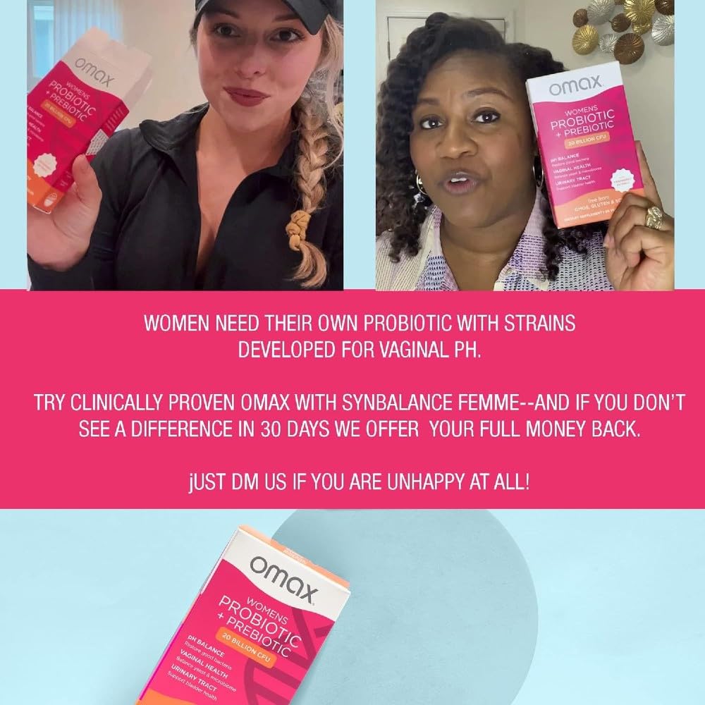 2 Pack Omax Prebiotics & Probiotics for Women, pH Balance, Vaginal Health, Urinary Tract, Yeast