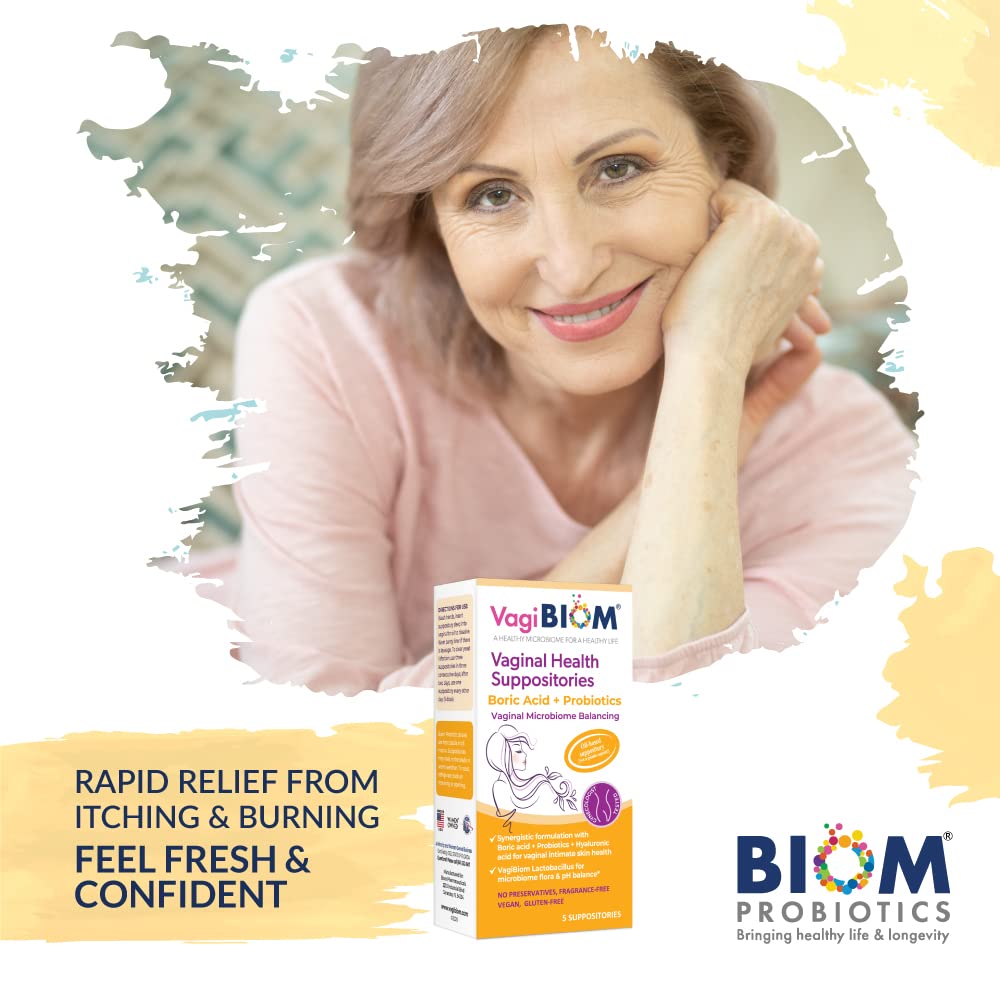 VagiBiom Boric Acid Suppositories with Lactobacillus: Microbiome Flora Balance; Balance and Nourishes