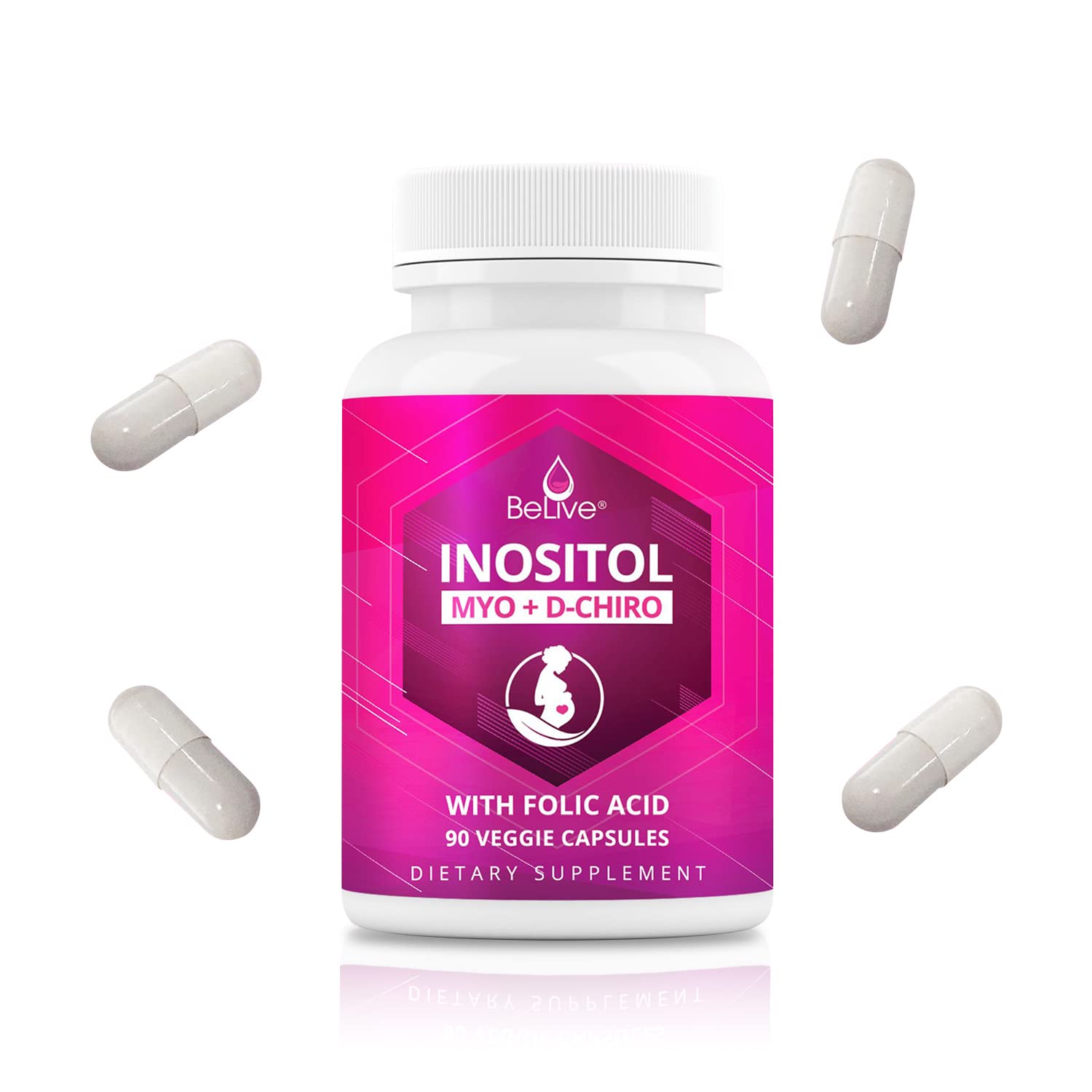 Myo-Inositol & D-Chiro Inositol Capsules with Folic Acid for PCOS | Prenatal Fertility