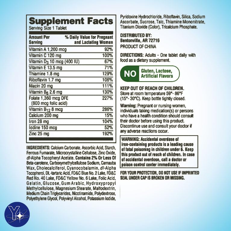 Prenatal Multivitamin/Multimineral for Pregnant and Nursing Women Dietary Supplement