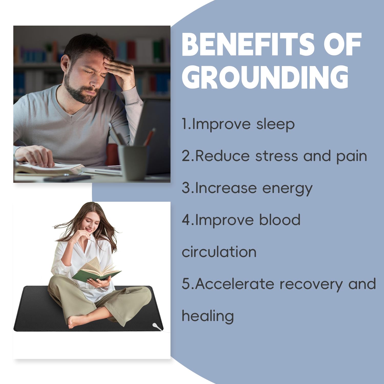 XINHUSU Grounding Mat 11.8"x23.6" Grounding Pad with 15ft Grounding Cord Grounding Mat