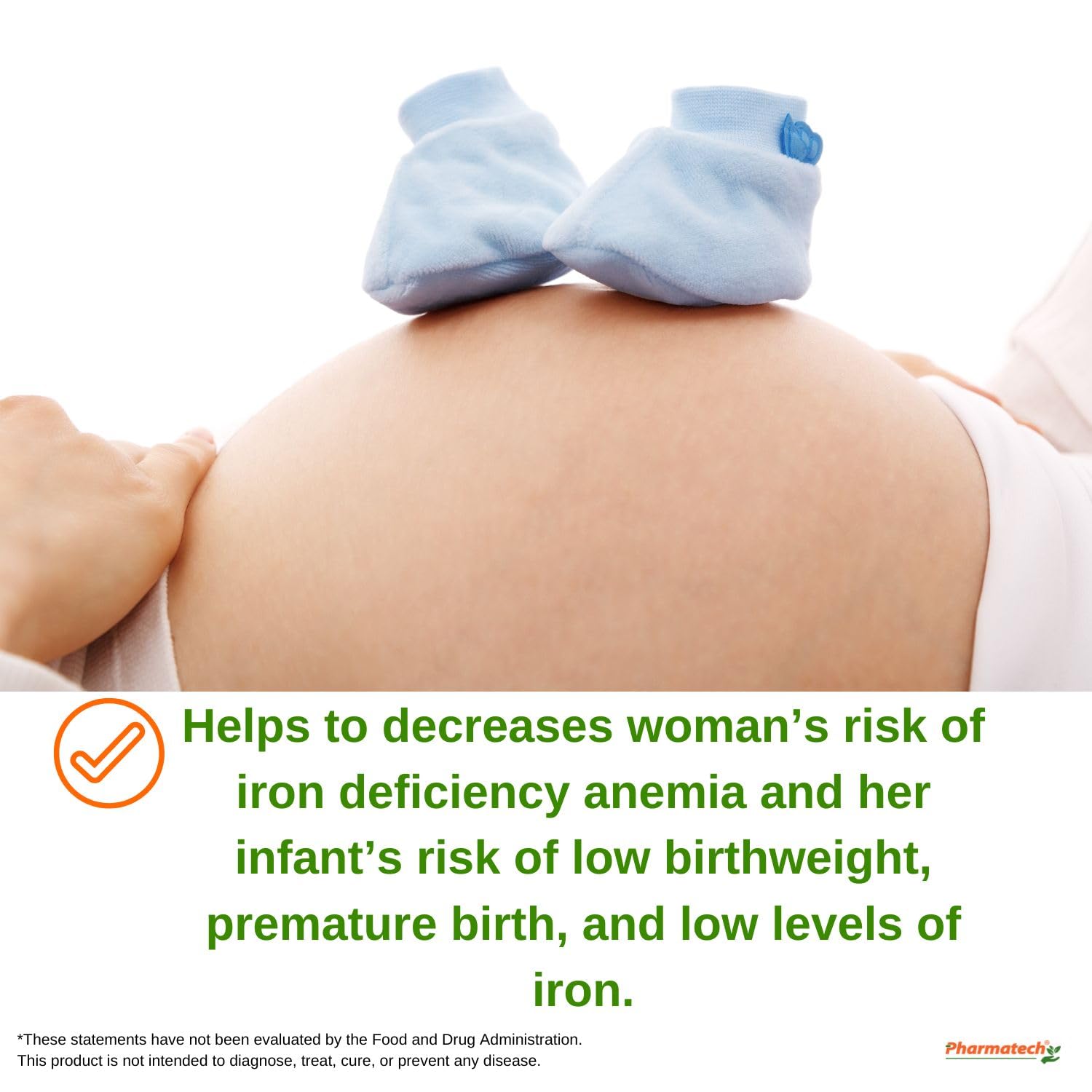 PHARMATECH Folic Acid 800 mcg Plus Iron 27 mg Supplement for Women, Vitamin B9