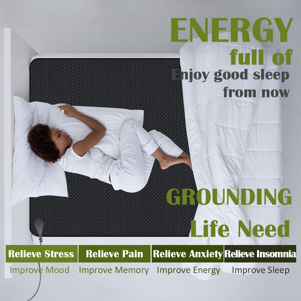 Grounding Mat for Sleeping, Grounding Sheet forBed, Earth Mat Connected for Pain Relief
