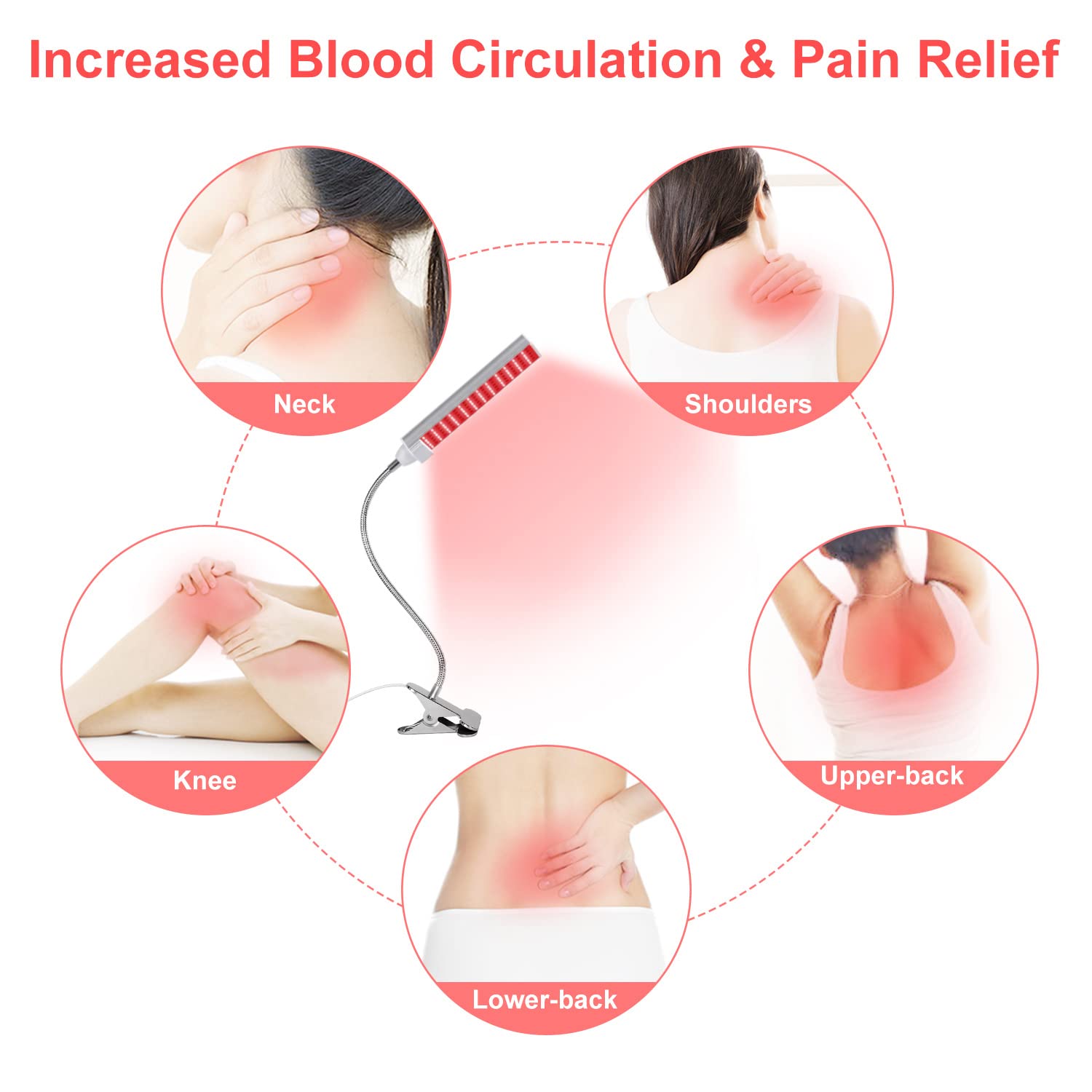 MAINENG Infrared & Red Light Therapy Lamp with Timer, 660nm & 850nm LED - M7685