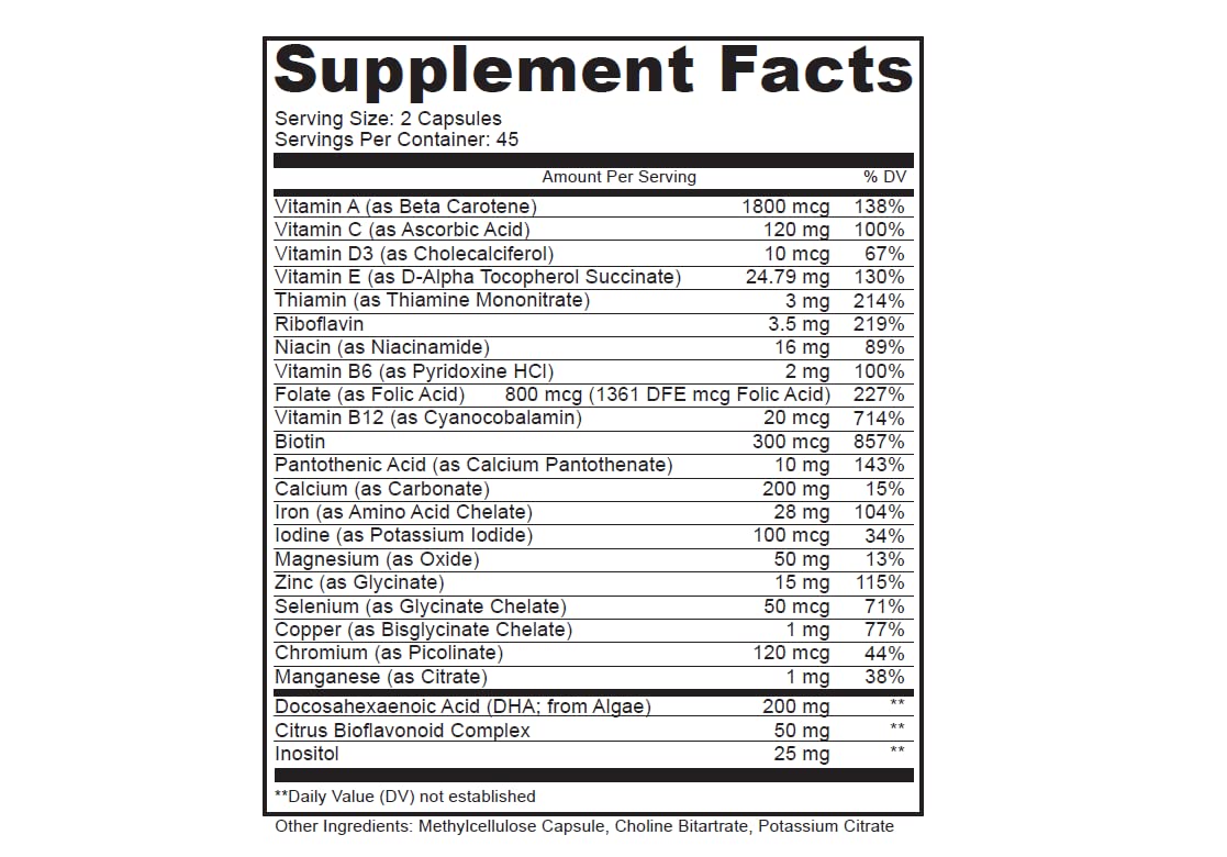 VitaVive Nutritions Prenatal Multivitamins – 90 Capsules – Vitamins and Minerals