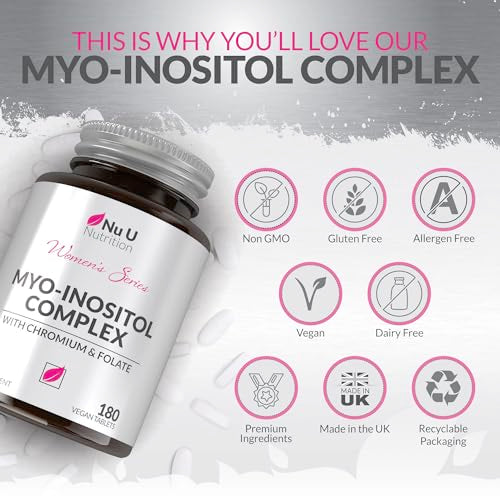 Myo-Inositol Complex 4000mg - 180 Vegan Tablets, 6 Weeks Supply - with 200ug Folate