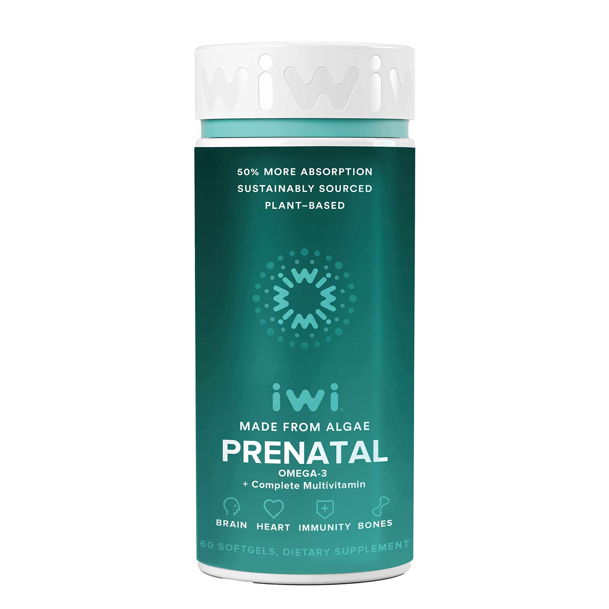 Iwi Life Prenatal Multivitamin, 60 Softgels (30 Servings), Vegan, Plant-Based Algae Omega 3