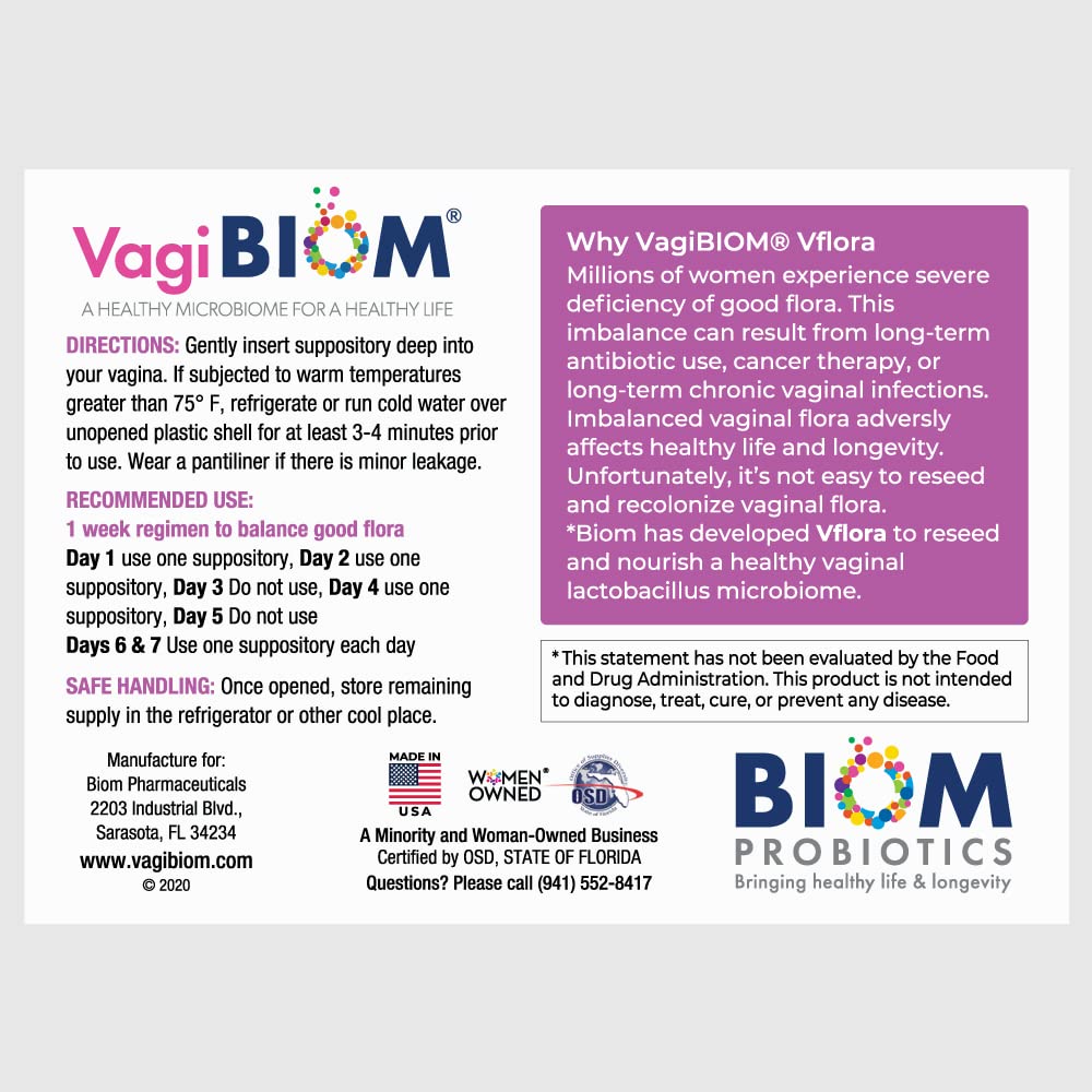 VagiBiom 5-Day Vflora (Lactobacillus crispatus + L. gasseri) to Balance Intimate Flora