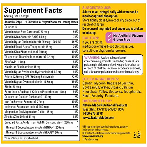 Prenatal Vitamin + DHA Softgel with Folic Acid, Iodine and Zinc, 90 Count