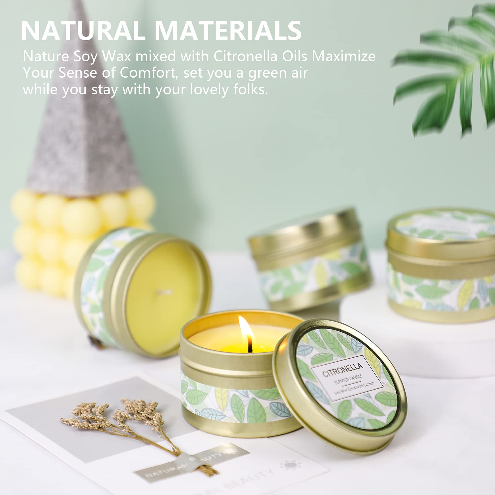 Citronella Candles Outdoor, Scented Candles, Summer Soy Wax Candles, Lemongrass Candles