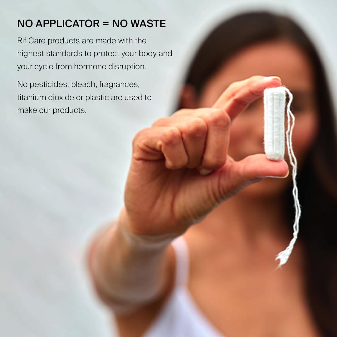 Rif Care Highly Absorbent Tampons, Organic Cotton, Non-Applicator (Super Absorbency Tampons) 18 Count