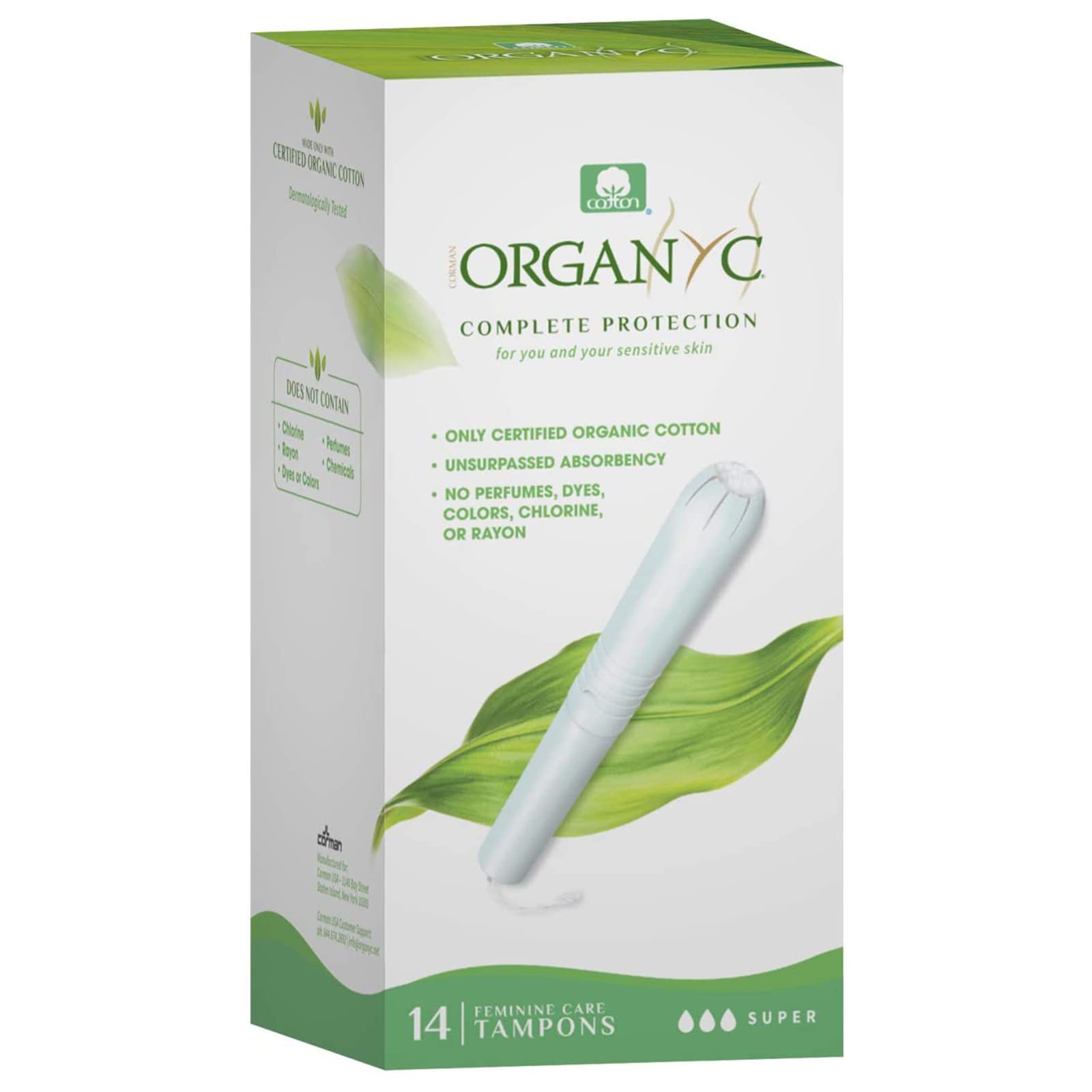 Organyc 100% Certified Organic Cotton Tampons - Cardboard Applicator, Free from Chlorine, Perfumes