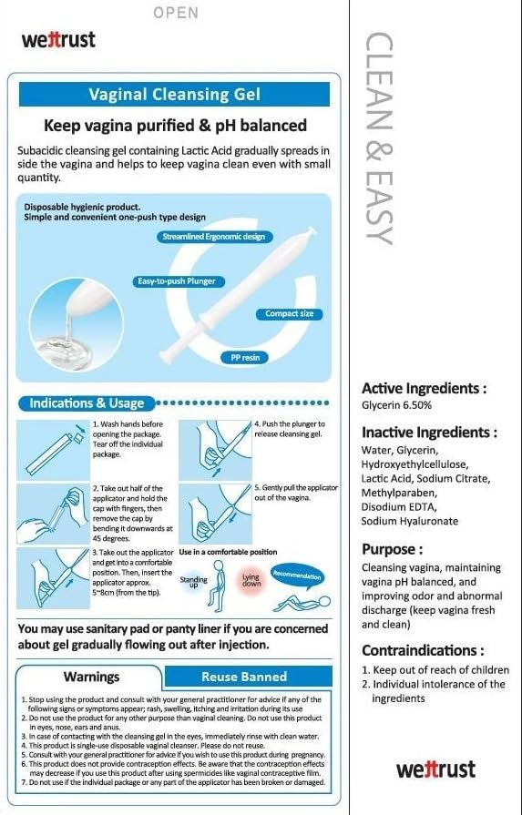 SHIMANY wettrust inclear Vaginal Moisturizer and Wash, Disposable Cleanser for Females