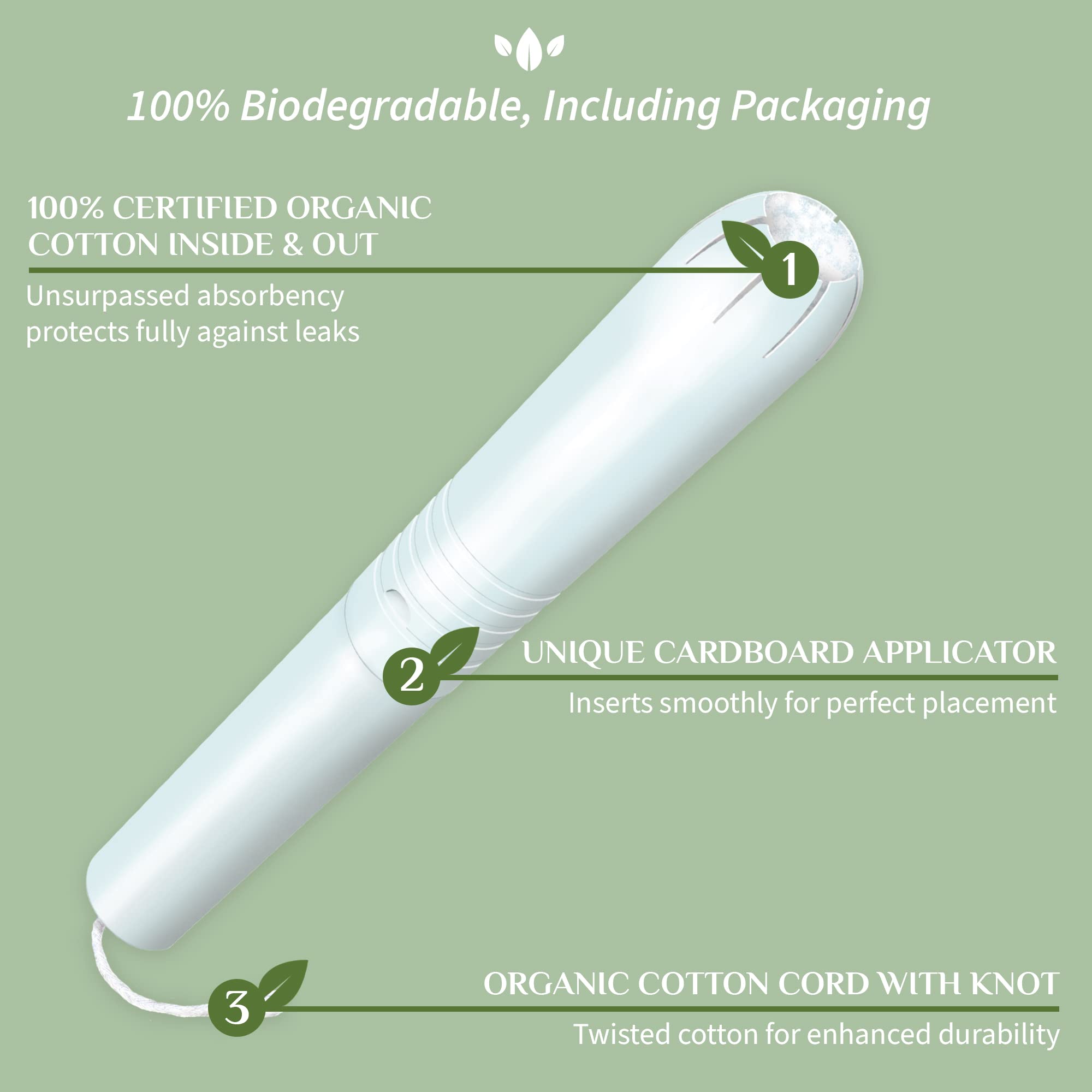 Organyc 100% Certified Organic Cotton Tampons - Cardboard Applicator, Free from Chlorine, Perfumes
