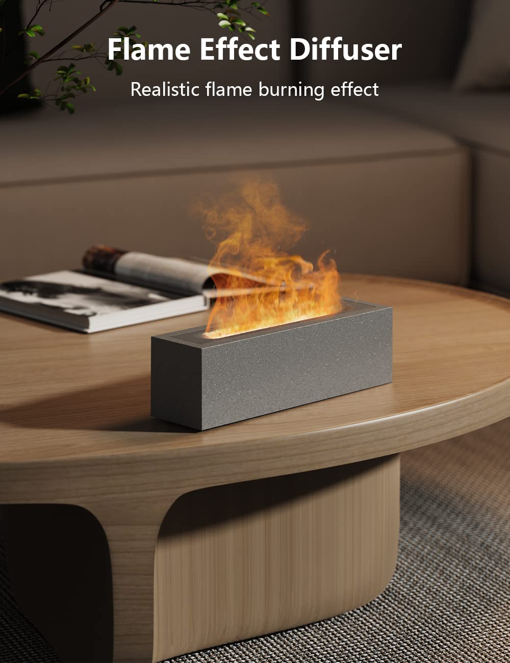 Shiawase Oil Diffuser, 200ml Flame Essential Oil Diffuser/Humidifier, Bedrock Fire Air Scent Diffuser