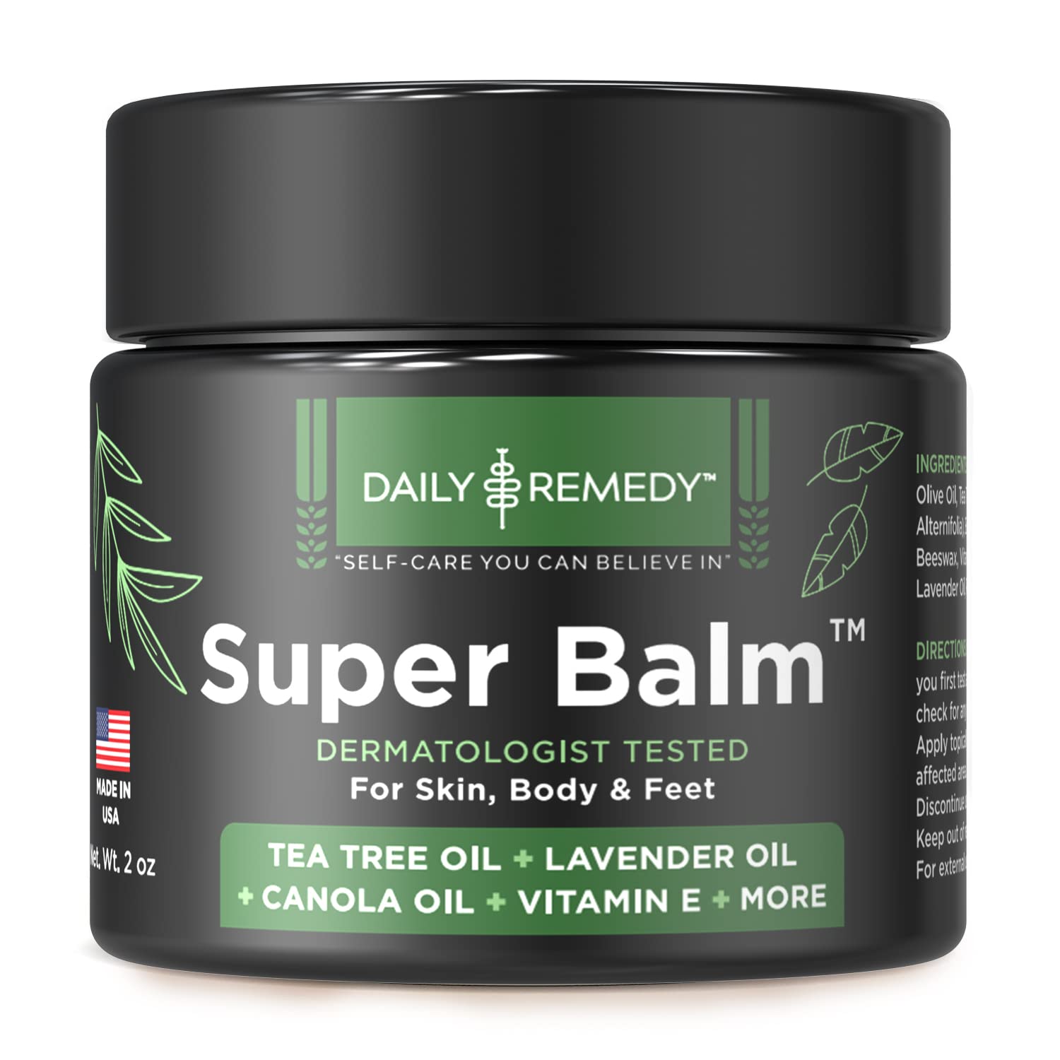 DAILY REMEDY Tea Tree Oil Extra Strength Super Balm - Athletes Foot Cream Combats