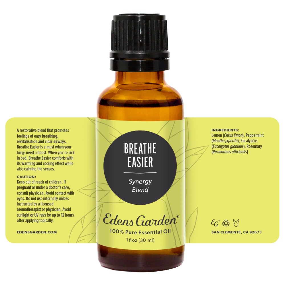 Edens Garden Breathe Easier Essential Oil Synergy Blend, 100% Pure Therapeutic Grade