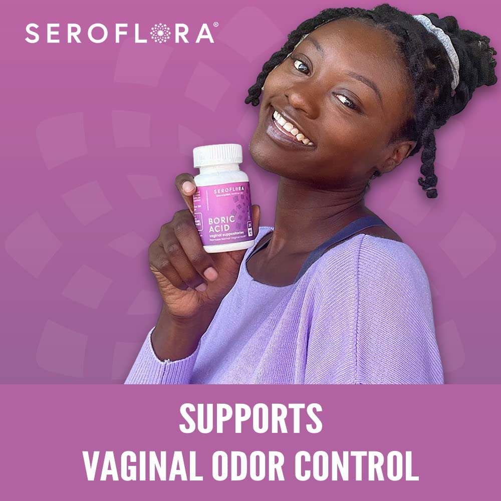 Seroflora Boric Acid Vaginal Suppositories - Promotes Vaginal pH Balance and Odor Control