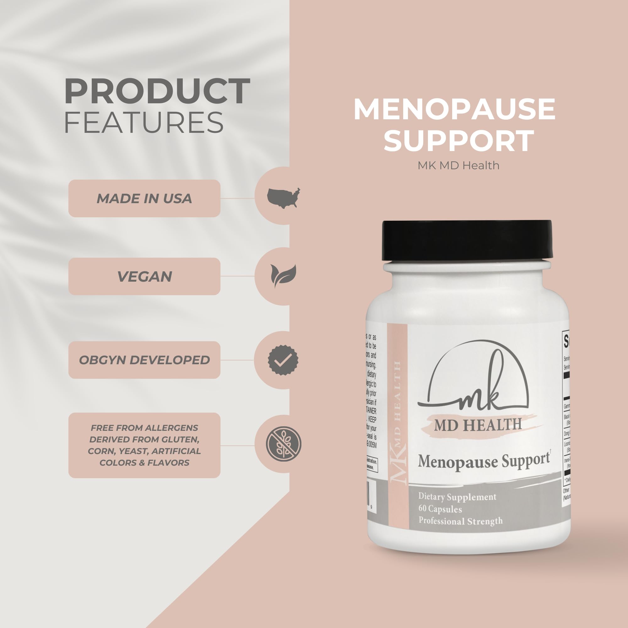 MK MD Health Menopause Support Supplement| Natural and Complete Multi-Symptom Relief