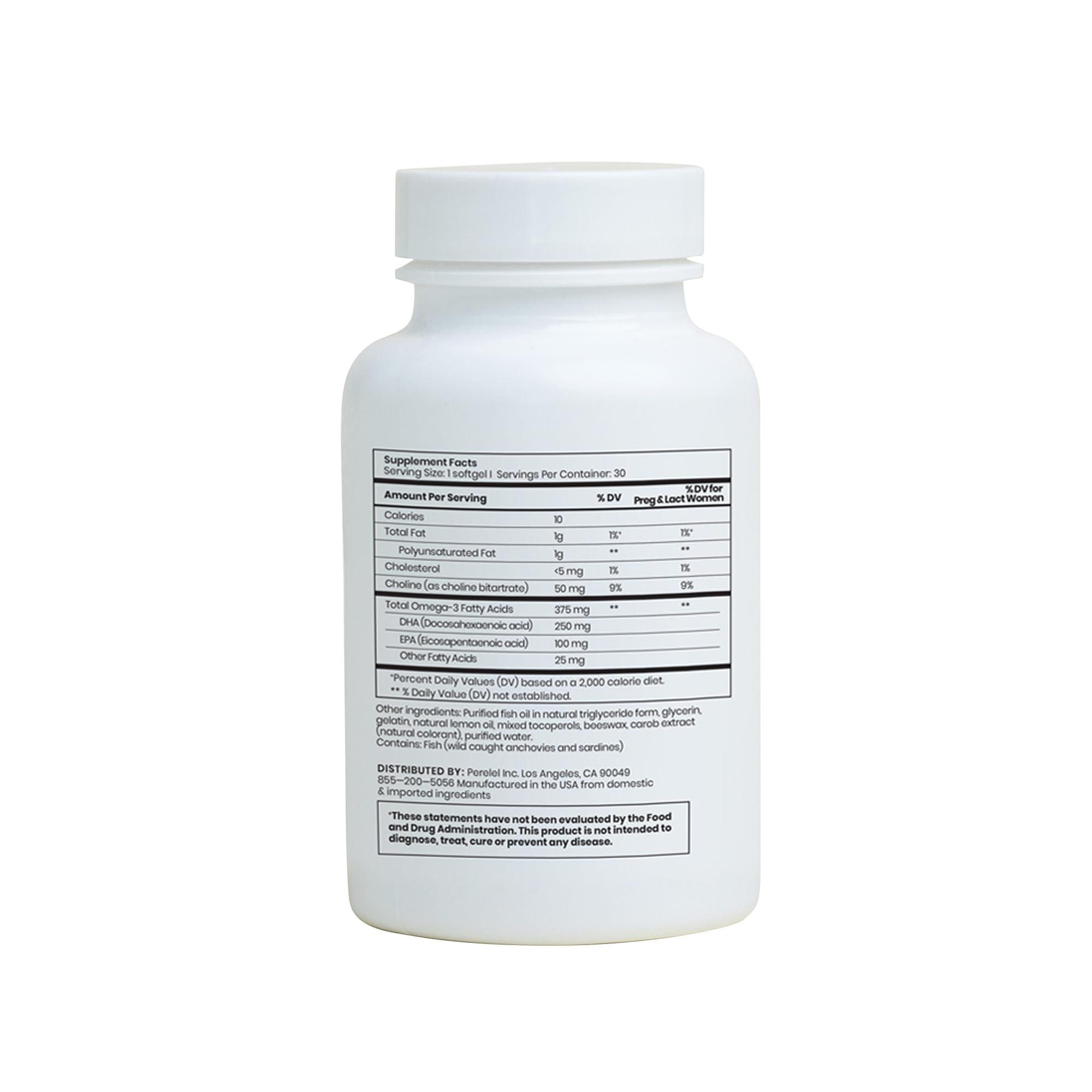 Perelel Omega DHA + EPA with Choline - Prenatal Vitamins for Fetal Heart Health, Brain Support