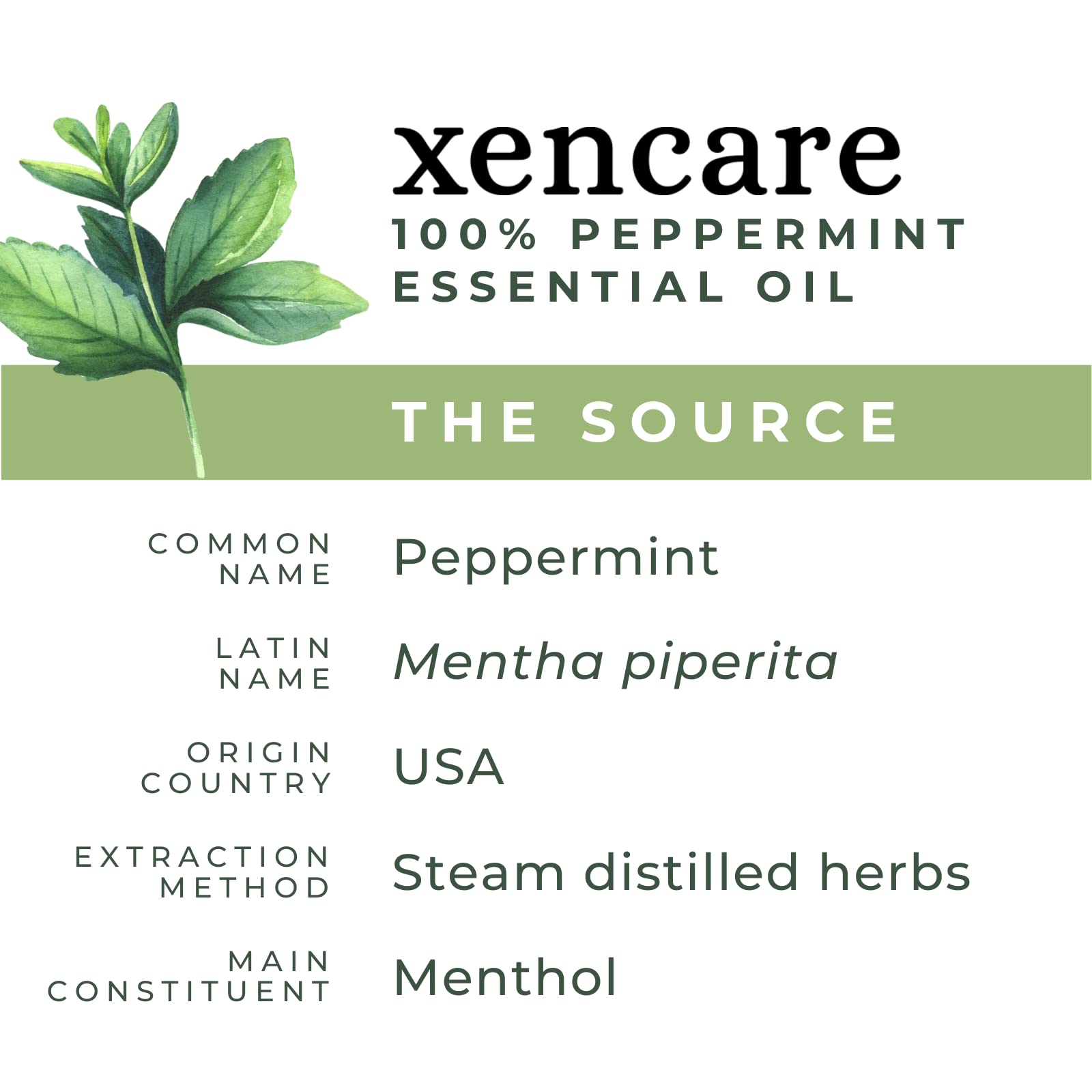 xencare Peppermint USDA Organic Food Grade Essential Oil | 100% Pure Natural Undiluted
