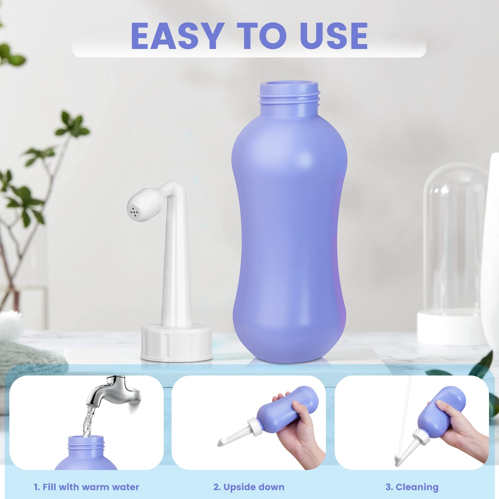 450ml Peri Bottle Postpartum for Feminine Care, 2 Pack Portable Travel Bidet for Toilet, Perineal Bottle
