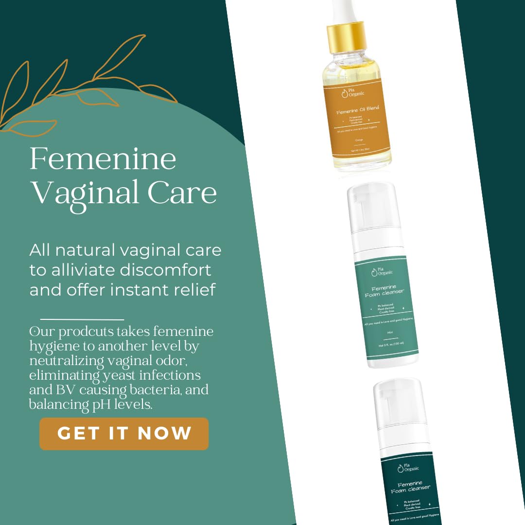 Pia Organic Mint Feminine Foam Cleanser Organic wormwood/olive leaf, Foaming PH Balance Feminine Wash