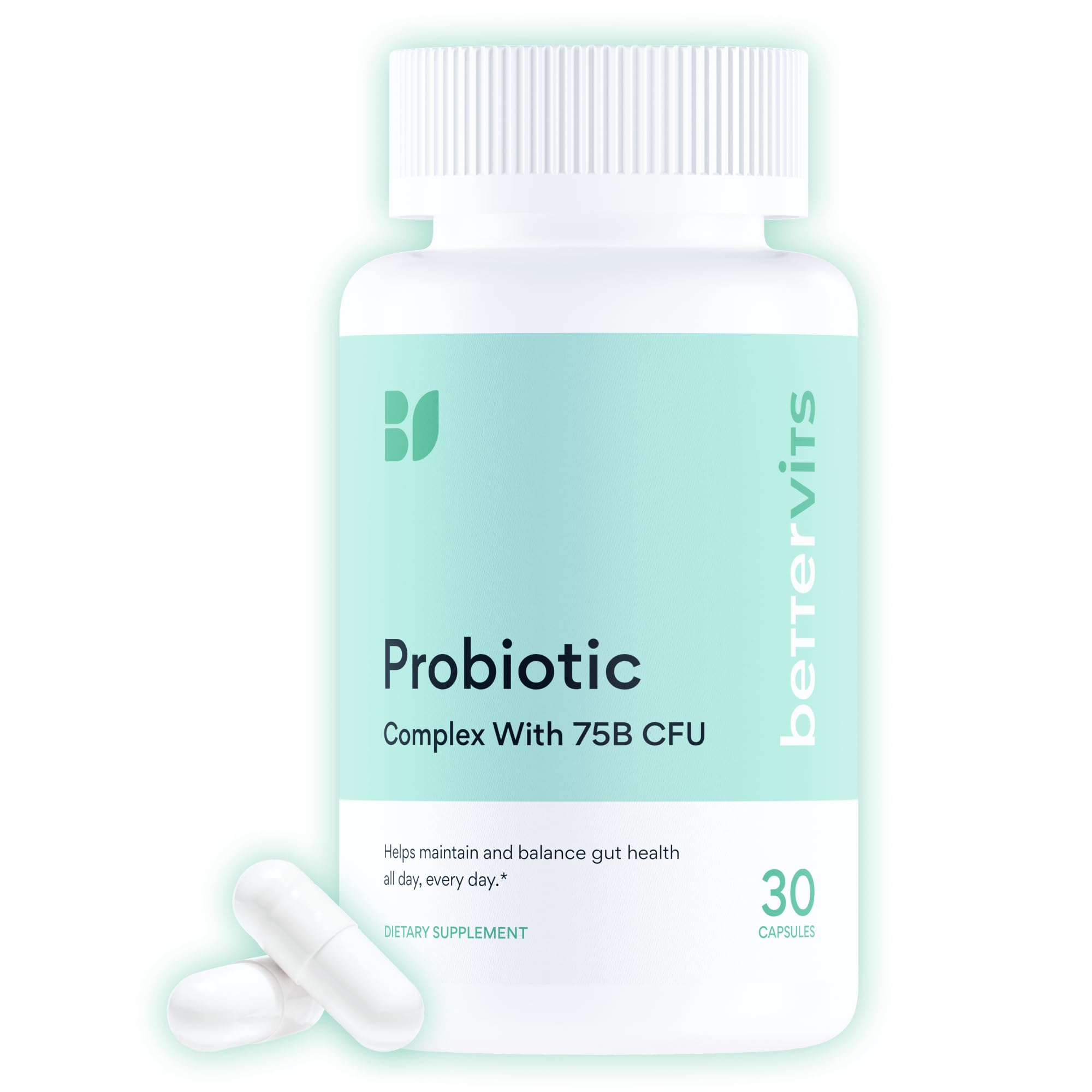 Bettervits Probiotics for Women & Men – 75 Billion CFU | Digestive Health and Gut Support Prebiotic | 14 Clinically Studied Strains with Vitamin B12, Lactobacillus and Inulin Fiber | 30 Capsules