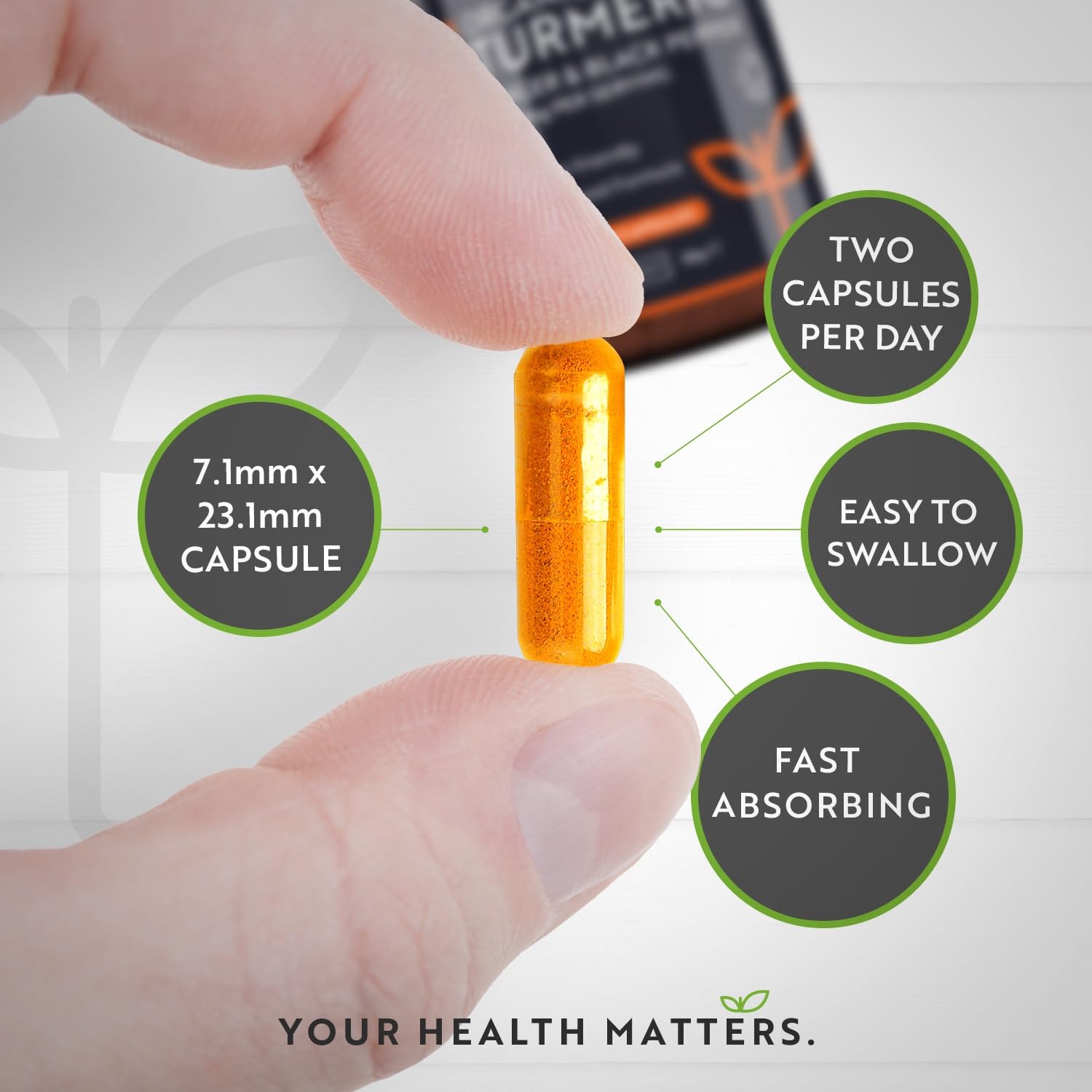 Organic Turmeric 1440mg (High Strength) with Black Pepper & Ginger - 180 Vegan Turmeric