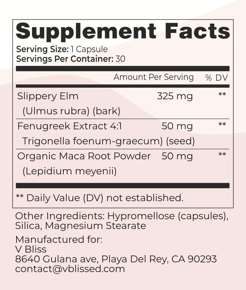 V Bliss Slippery Babe Vaginal Moisturizer Capsules | Relieves Vaginal Dryness with Slippery Elm