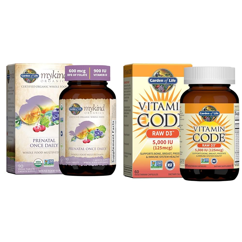Garden of Life Organics Prenatal Vitamin: Folate for Energy & Healthy Fetal Development & Vitamin D