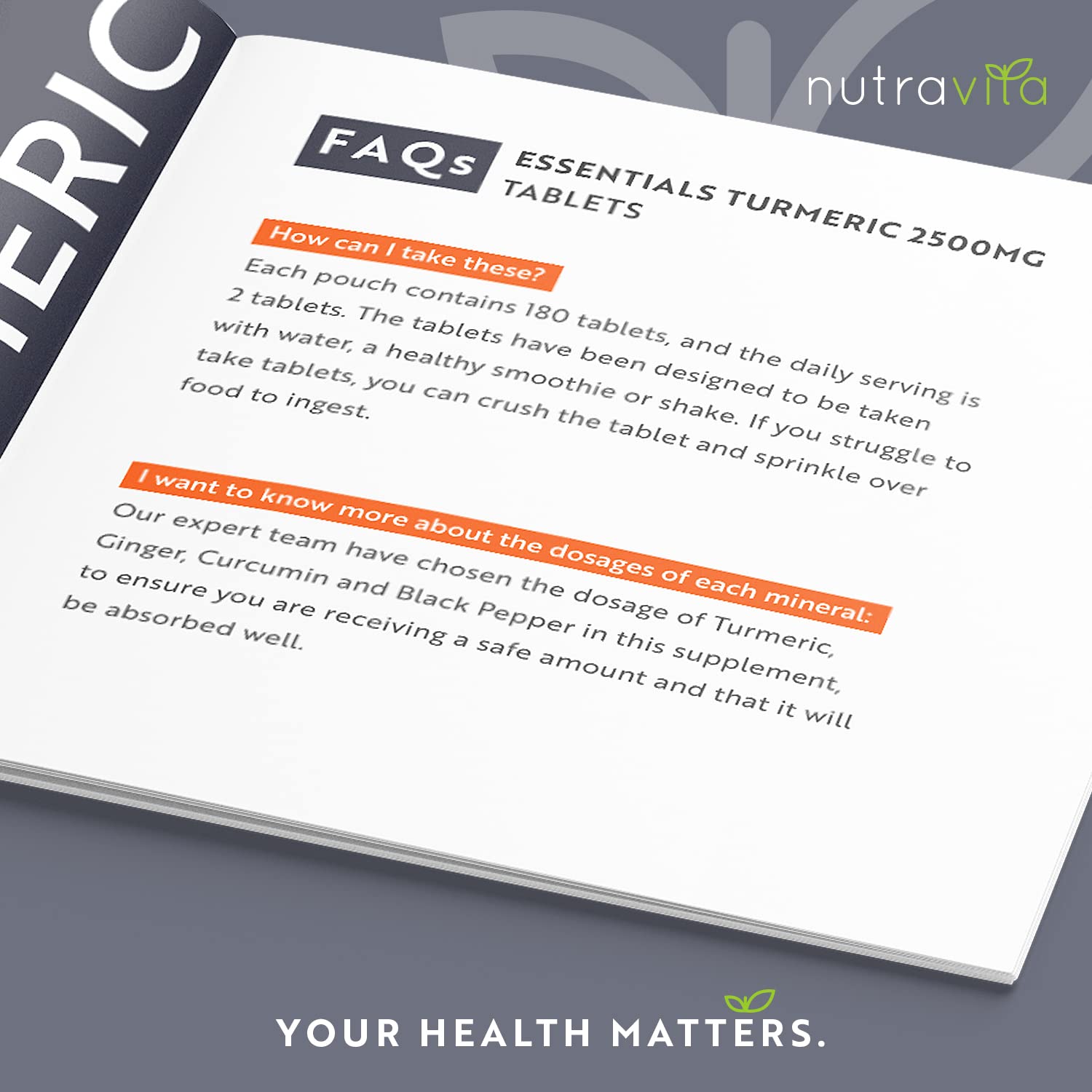 Nutravita Turmeric Tablets 2500mg with Black Pepper & Ginger - 180 High Strength Tumeric