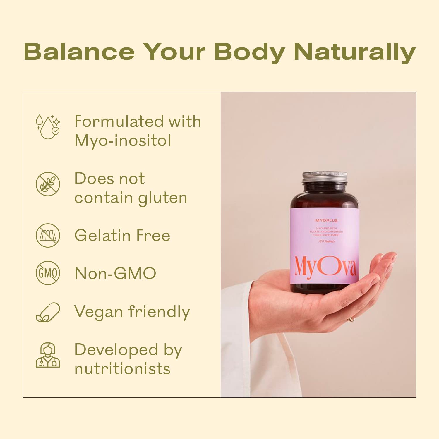 3 Pack of MyOva Myoplus - Natural Female Support Supplement for PCOS - 4000mg Myo