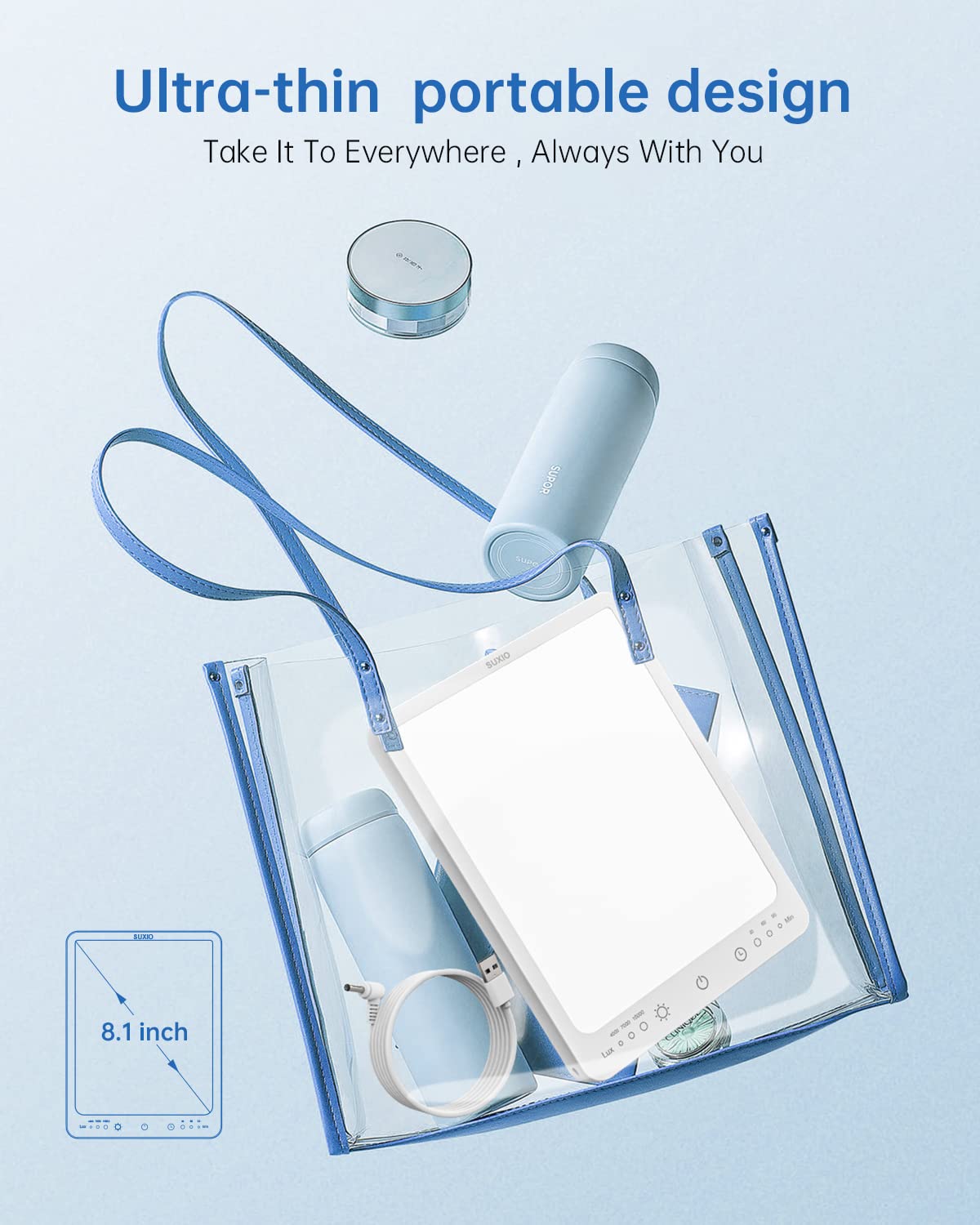 SUXIO Light Therapy Lamp - 10000 Lux Therapy Light, 3 Timing & Mode Happy Lamp