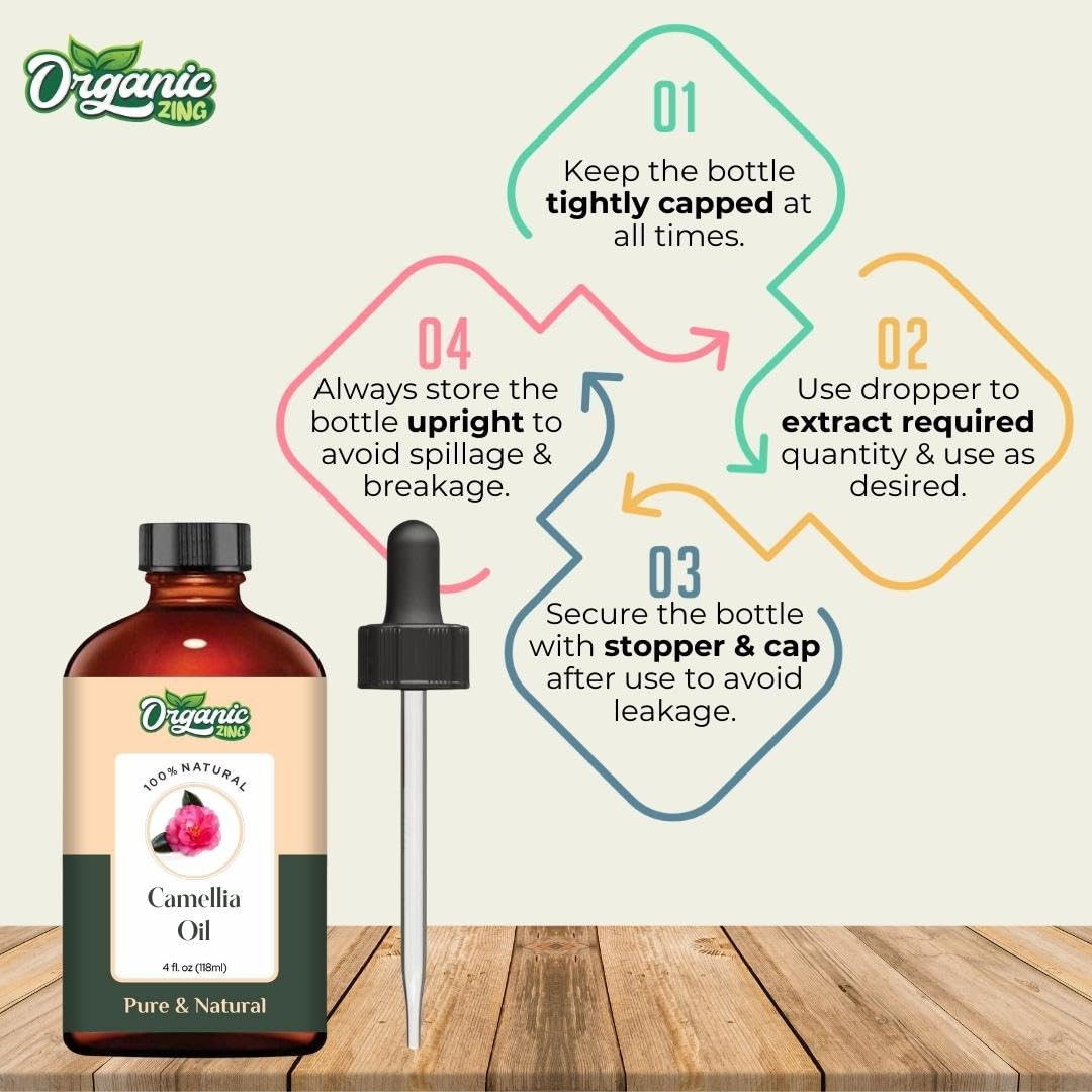 Organic Zing Camellia (Camellia Japonica) Oil | Pure & Natural Carrier Oil for Skincare, Hair Care & Massage