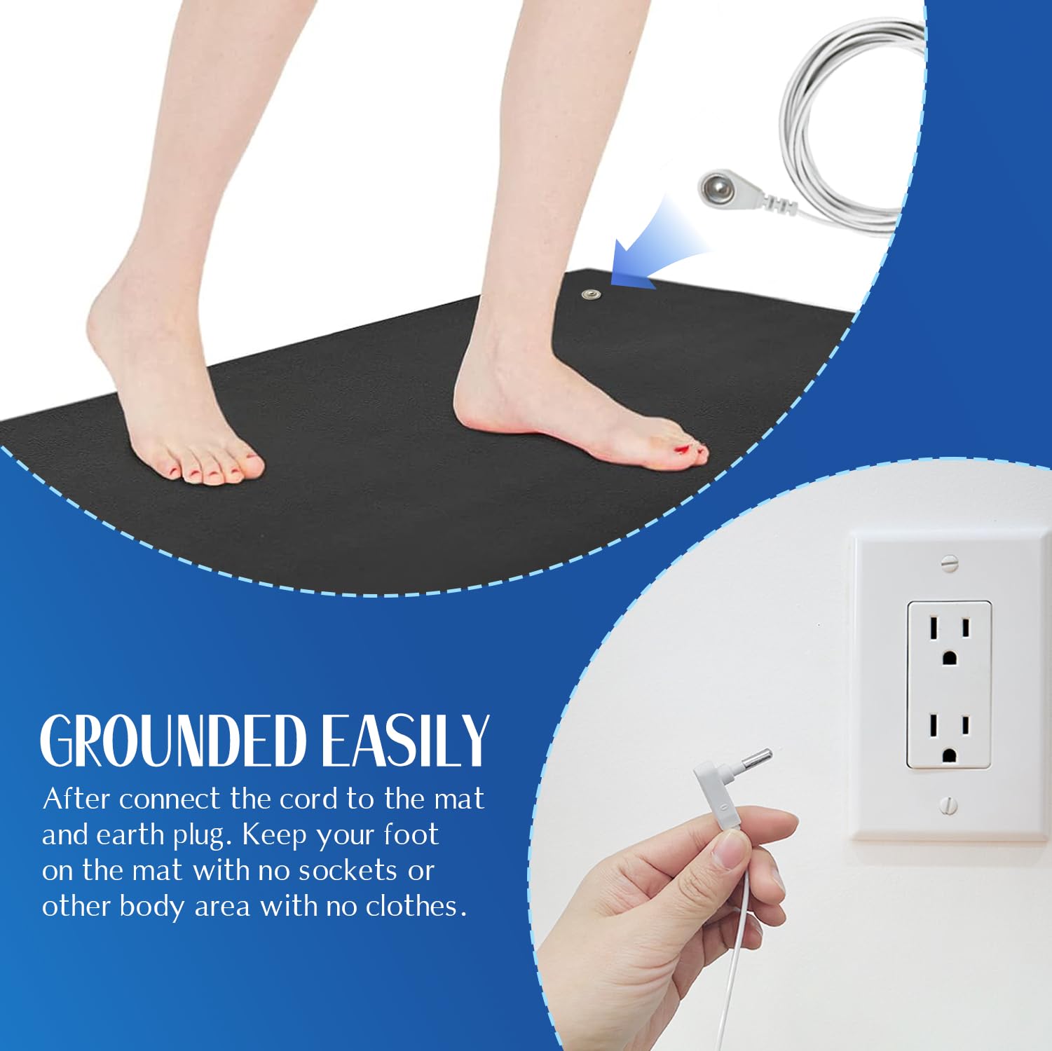 Grounding Mat for Bed, Desk, Floor, Grounding Pad for Better Sleep, Health, Pain Relief, Grounding Mat