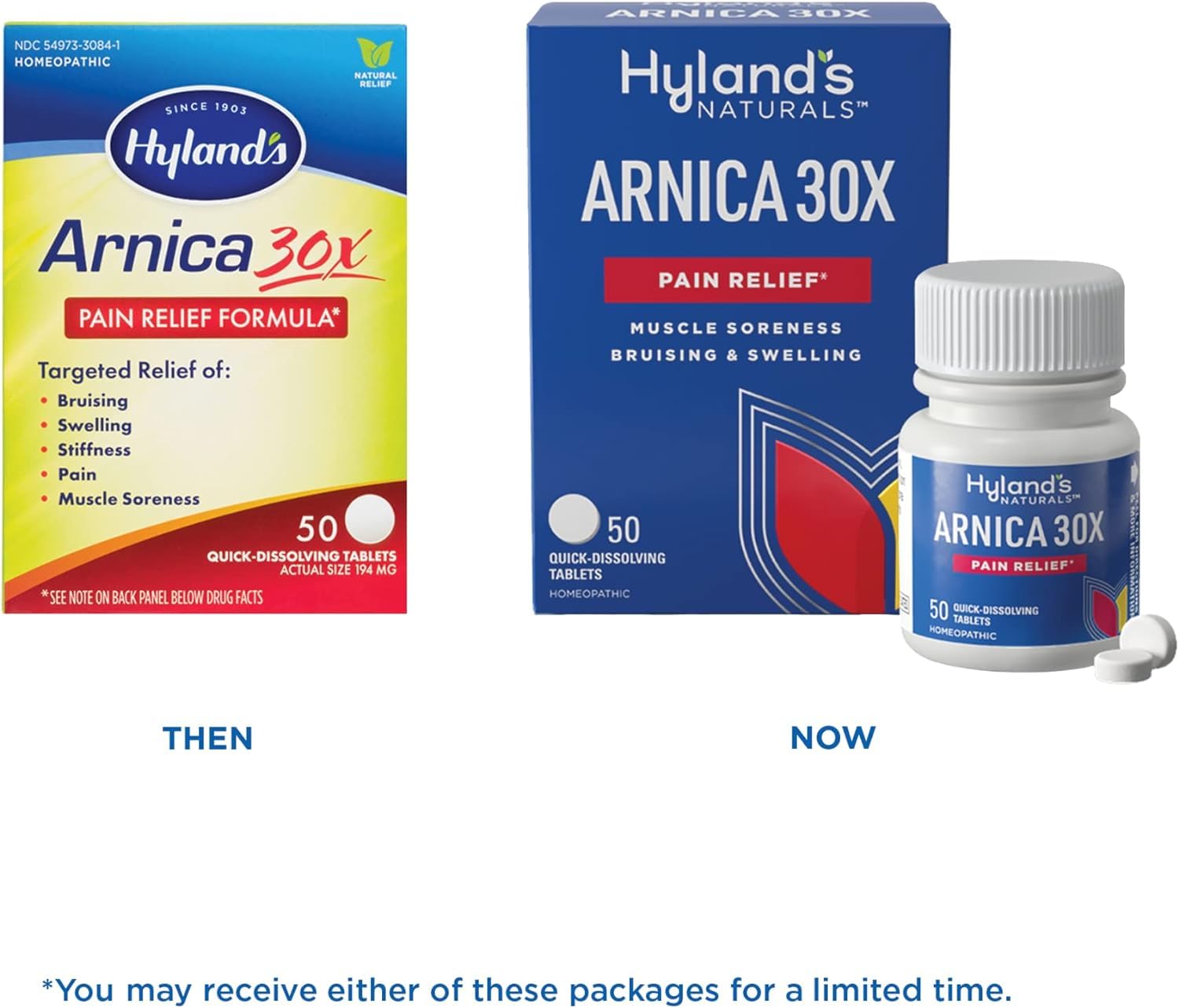 Hyland's Naturals Arnica Montana 30x Tablets, Natural Relief of Bruises, Swelling & Muscle Soreness