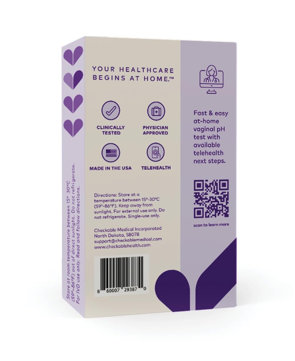 Checkable® Vaginal pH Screening Strips, Quick Results, Vaginal pH Balance Screening Strip