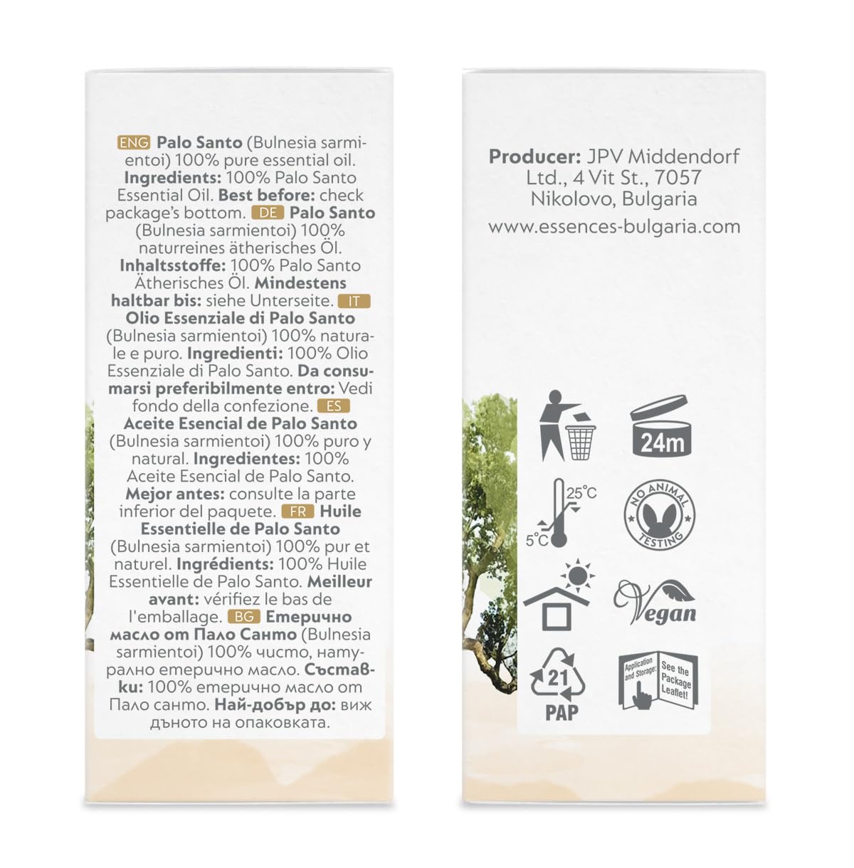 Essences Bulgaria Palo Santo Essential Oil 0.17 Fl Oz 5ml Bulnesia Sarmientoi - 100% Pure Natural