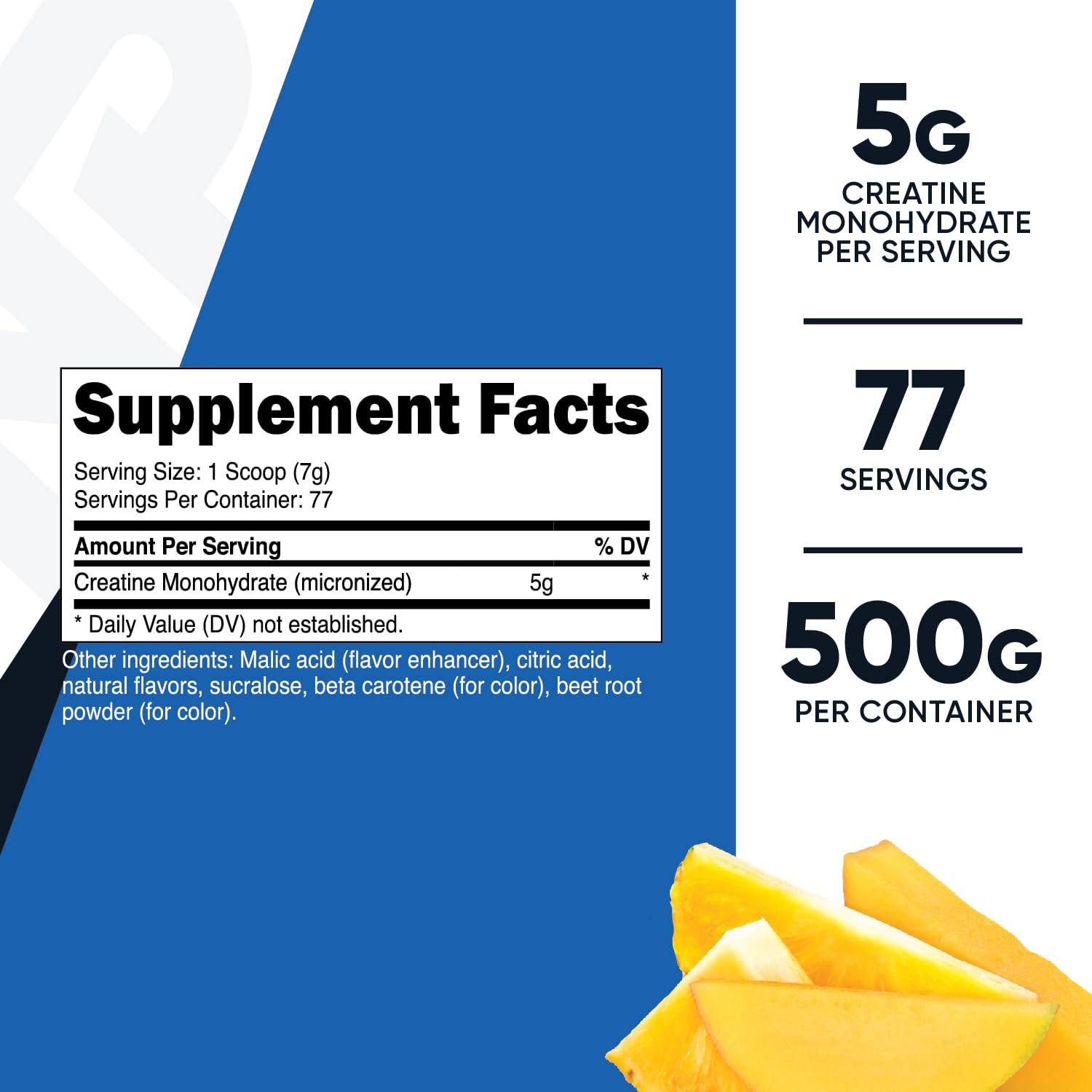 Nutricost Creatine Monohydrate Powder (Pineapple Mango, 500 Gram) - Micronized