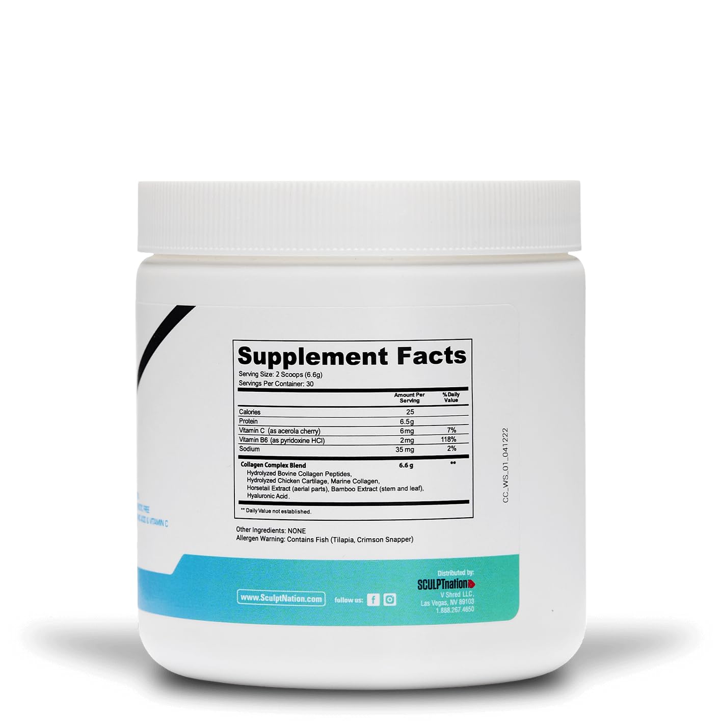 Sculpt Nation by V Shred Collagen Peptides Powder - Types I, II, and III Collagen Plus