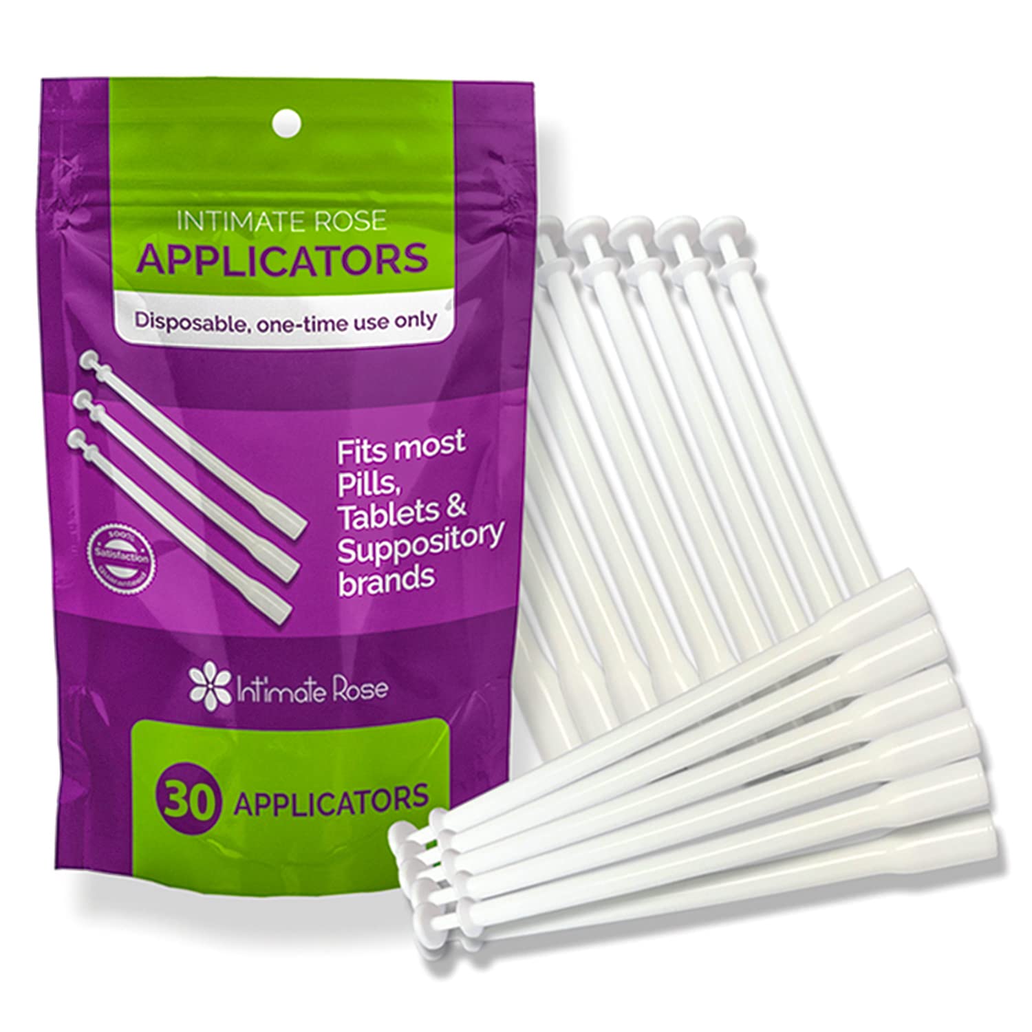 Intimate Rose 30 Count Vaginal Suppository Applicators, Individually Wrapped, Disposable Applicator