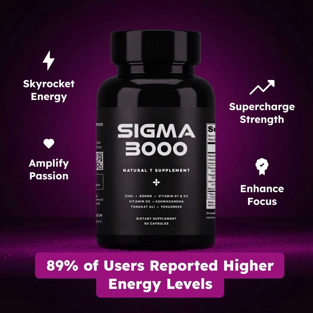 SIGMA 3000 Testosterone Booster for Men – Natural Energy, Stamina & Muscle Growth with Ashwagandha