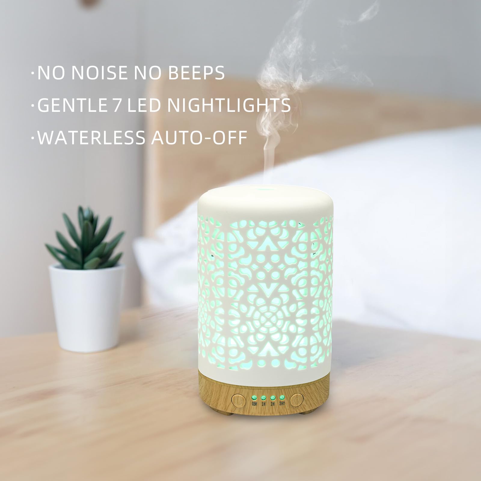 Essential Oil Diffusers, 100ml White Ceramic Diffuser with 7 LED Lights,Ultrasonic Aromatherapy
