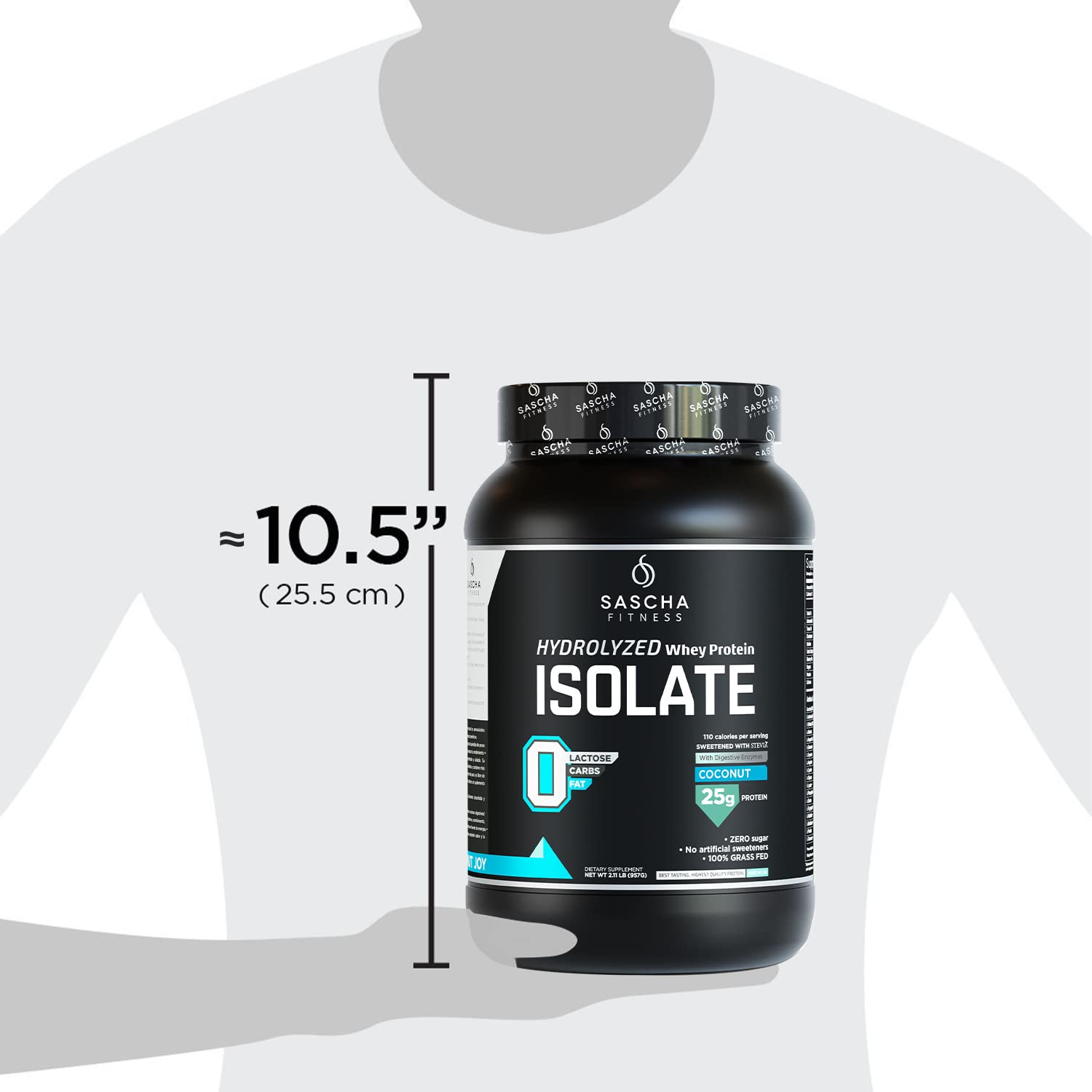 SASCHA FITNESS Hydrolyzed Whey Protein Isolate,100% Grass-Fed (2 Pounds, Coconut)